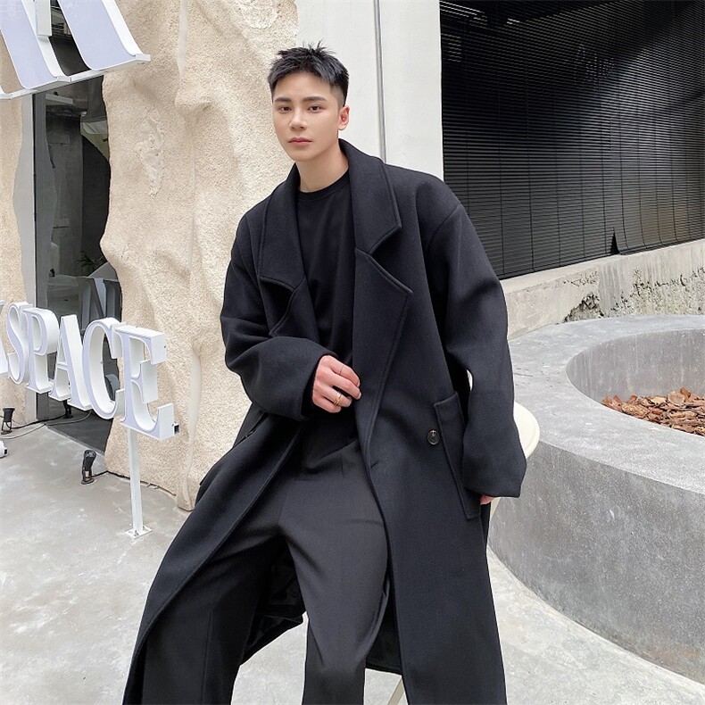 驼色西装领羊绒大衣长款毛呢冬季休闲男外套A345-216-P155,男装西服套装,电商A345