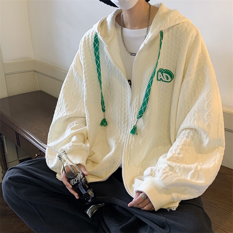 24秋冬款大麻花开衫连帽高品质卫衣夹克外套WK221-P60控88,男装夹克,电商B370