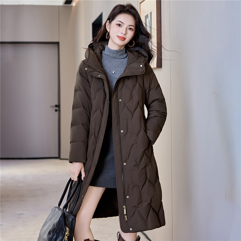 韩系轻薄保暖棉袄外套加长款直筒鸭绒羽绒服冬季女小个子,女装羽绒服,阿舍尔精品