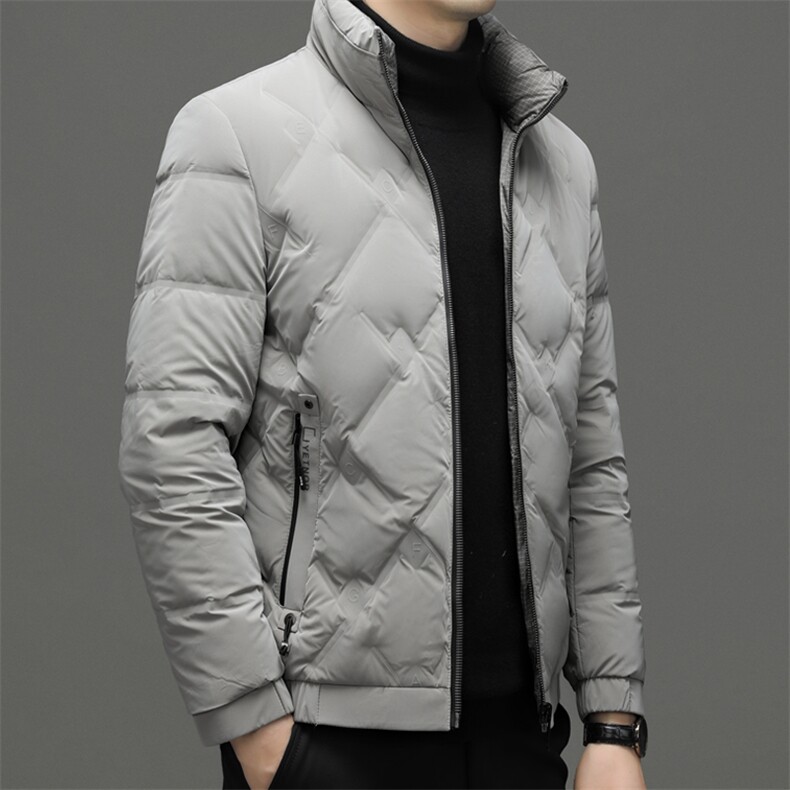 男士加厚保暖立领羽绒服中年爸爸装商务休闲上衣冬季新款男装外套,男装羽绒服,电商B212（原钱塘6029）