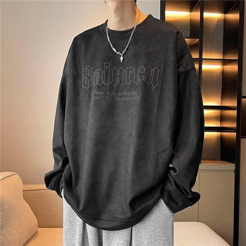美式复古套头卫衣男秋冬ins潮牌男宽松加大码皮绒衣服秋冬季上衣,男装卫衣,星座716-2