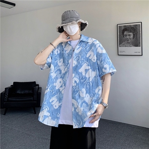 现货！夏季薄款翻领花衬衫短袖男抖音得物可送样EX50558-特P30图片