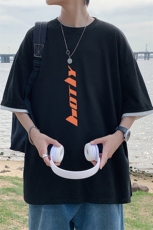 JT55006-P25假两件短袖t恤男大码胖子半袖体恤半截袖港风，男装T恤，电商A040