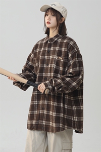 秋冬新款现货 大码男女款毛呢格子加厚衬衫上衣  225-2-CS708-P58图片