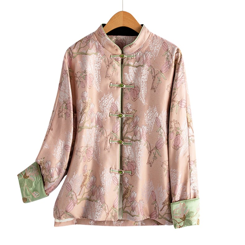 加码了（90绒）水衣源2607A新中式短款加厚插肩羽绒服提花外套,女装羽绒服,水衣源