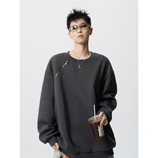HW2513-特P45控78面布54.2棉45.8聚酯圆领领情侣卫衣宽松外套男，女装短外套，电商B370