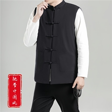 风外套男冬季男士大码休闲棉马甲盘扣保暖唐装棉衣8689-P100，男装棉衣，星座1105-3