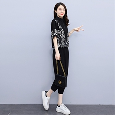 休闲套装女士2022夏季新款韩版宽松减龄大码显瘦时尚两件套，女装套装/套裙，魅影