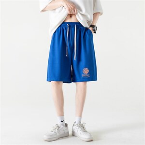 HD74237-P22华夫格短裤男大码宽松五分裤男直筒中裤