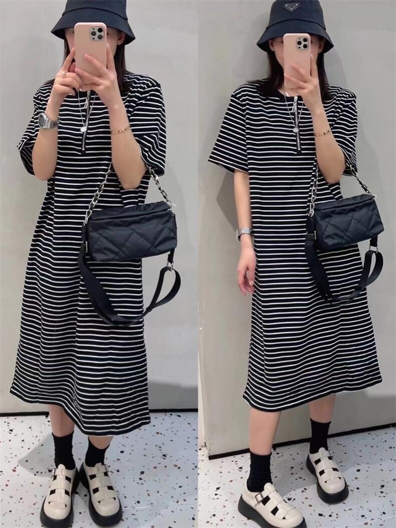 【现货］条纹连衣裙，女装连衣裙，酷巴黎