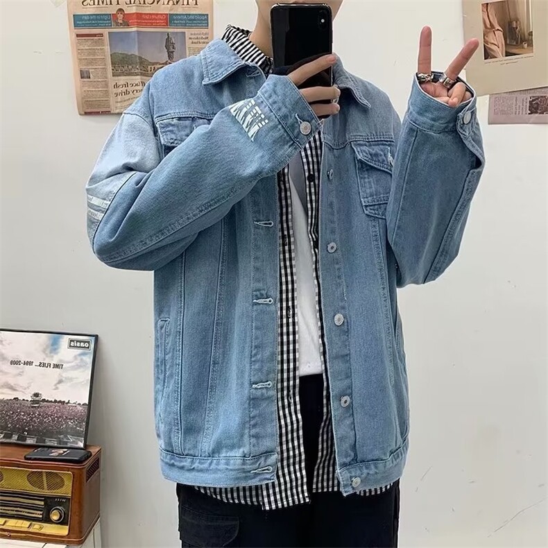 牛仔夹克男大码牛仔外套男茄克X138-P65图片