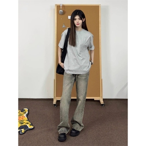 【有货】DYT10-特P32美式高街设计感拼接圆领短袖T恤男半袖夏季图片