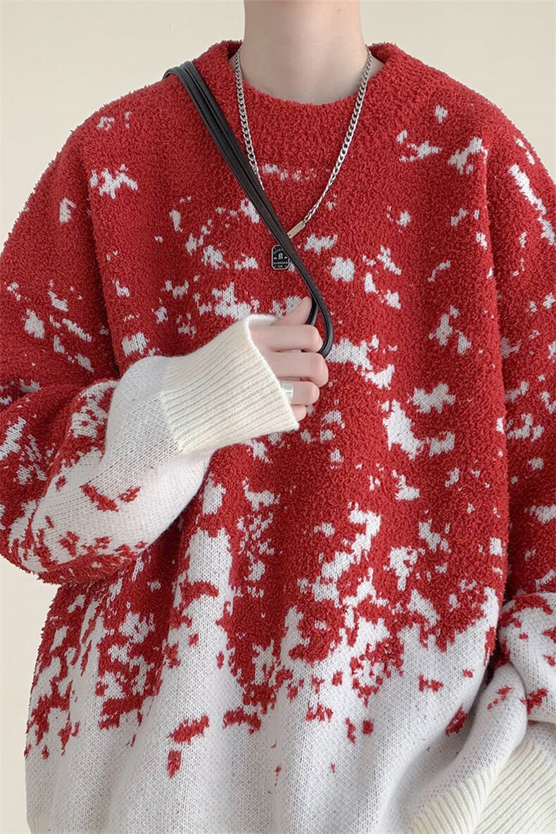 DSA059-MY7128-P78控98新款雪花渐变针织毛衣休闲圆领宽松保暖,男装针织衫/毛衣,电商A059