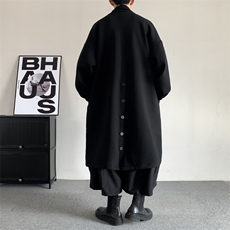 原创暗黑冬季中长款加绒加厚风衣长款胖子男保暖大衣拒绝低价卖，男装风衣，星座909