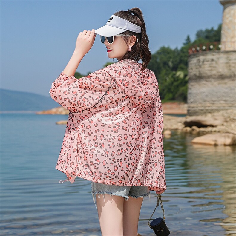 2023夏季新款宽松百搭透气花色防晒服薄外套豹纹防晒衣女，女装防晒衣，可可小西