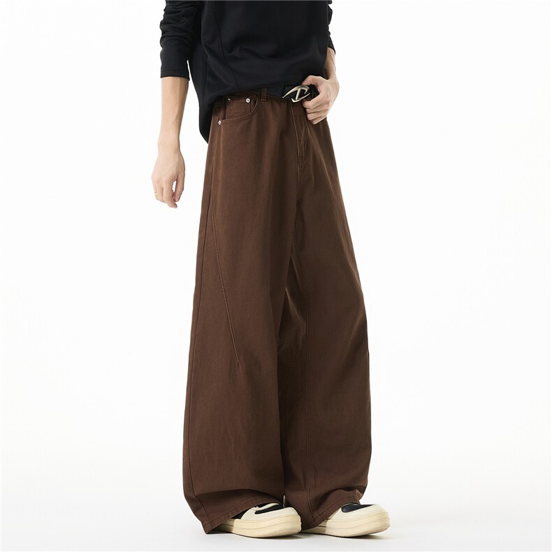 2025新款纯色水洗净版直筒大裤脚休闲牛仔裤K8011/P53,男装牛仔裤,星座202
