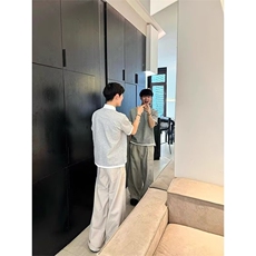 夏季潮牌韩系穿搭假两件拼接灰色polo衫男女小众设计感T恤ing潮，男装T恤，星座1210-1