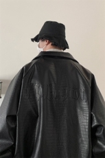 美式港风钢印夹克大码M-5XL皮衣鳄鱼纹情侣皮衣男外套JK8749P90控，男装夹克，星座227-7
