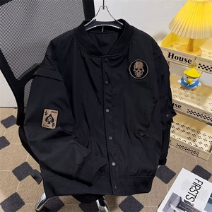 潮青少年常规秋外穿棒球领刺绣飞行夹克多口袋工装外套HH331 P55图片
