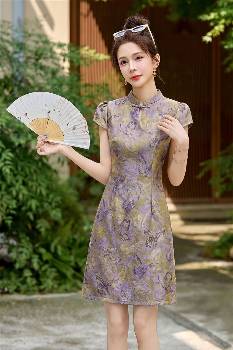 新中式改良旗袍连衣裙女夏2026新款高级感小个子精致提花裙子,女装连衣裙,丽影随形