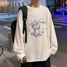 CX24-P25大码长袖t恤男春季新款打底衫男港风圆领卫衣男,男装T恤,电商B367