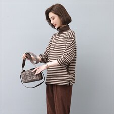 2022秋季新款半开条纹卫衣时尚优雅套头长袖休闲立领卫衣，女装卫衣/绒衫，独衣靓