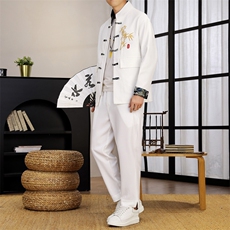 风外套新中式刺绣唐装春秋季汉服夹克男士两件套tz005-p125，男装休闲套装，星座1602（原101B）