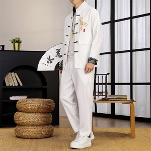 风外套新中式刺绣唐装春秋季汉服夹克男士两件套  tz005-p125图片