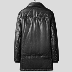 W21128海宁皮衣男头层牛皮白鸭绒羽绒服皮风衣冬保暖P760，男装皮衣，电商B360