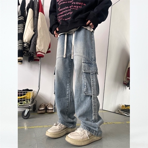 重工设计牛仔裤男女同款休闲水洗牛仔裤 B327-N102-P68图片