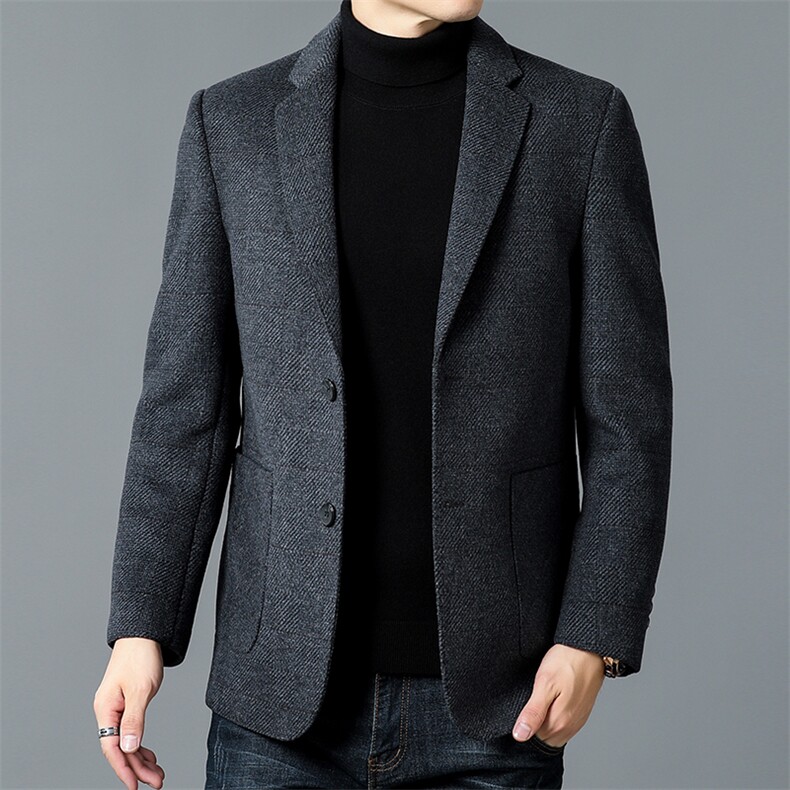 DZ9902钱塘2020-3中年男士商务休闲简约冬季厚款西服外套P205,男装西服,钱塘207-3
