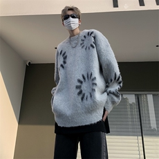 美式复古慵懒风百搭上衣2024秋冬款圆领长袖针织毛衣男M1600-P45，男装针织衫/毛衣，星座512-4
