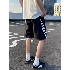 条纹宽松休闲短裤男夏季美式复古潮牌痞帅百搭直筒五分小众休闲裤，男装休闲裤，电商B315