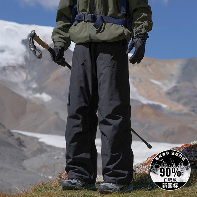 羽绒裤男士款登山长裤冬季户外穿骑行三防休闲工装裤K6785P108，男装棉裤，电商D310B