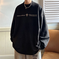 圆领麂皮绒卫衣男宽松反光中性秋冬季印花休闲上衣A071-W16-P60，男装卫衣，电商A071