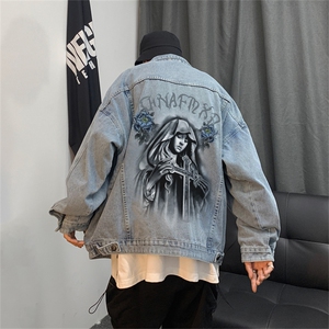 牛仔外套男复古春新款水洗做旧宽松高街hiphop工装夹克JK1034-P68图片