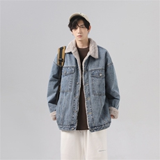现货加绒牛仔棉服男冬季棉衣外套羊羔绒翻领夹克毛领MY2220-P110，男装夹克，星座1103-3