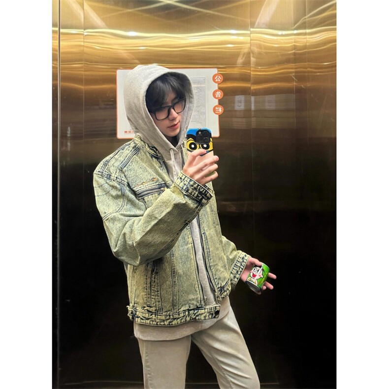 【有货】cleanfit短款垫肩牛仔外套男高级感痞帅夹克NK10LL-特P70,男装夹克,星座1007（原301D）
