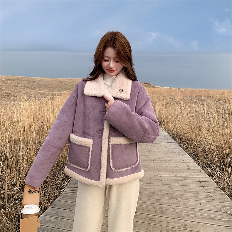 设计感两面穿皮毛一体保暖外套2C285-2622-P205-K308,女装短外套,2C285