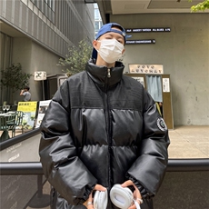 高品质！PU皮棉服冬季宽松港风棉衣立领冬装棉袄PM01-P115限158，男装棉衣，电商B370