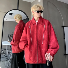 特P80控138控148加棉特批95设计外套男流拉链皮夹克男PJ2418，男装夹克，电商B370