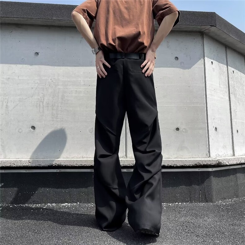 ins潮牌痞帅炸街裤子男春夏设计感小众垂坠感高级感高街情侣西裤,男装西裤,星座601-2