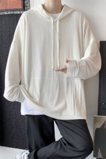 22秋装港风情侣褶皱卫衣连帽套头大码纯色宽松外套休闲H209/P55，男装卫衣，钱塘713