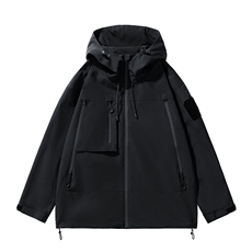 中性风工装冲锋衣男高品纯色宽松夹克外套DSA157B-J91-P60，男装夹克，电商A157B