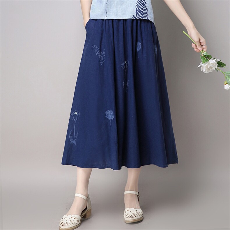 纯色中腰百搭时尚潮流韩版甜美优雅中长款2021年夏季半身裙，女装半身裙，秋牧寒烟