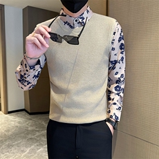 店主风小伙秋冬男士针织毛衣假二件打底衫301A-1/M86/P75，男装T恤，星座301A-1