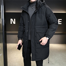 8813-M-3XL-P235标50绒店主风冬男士休闲连帽中长款印花羽绒服，男装羽绒服，电商B255
