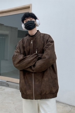 大码美式复古高街重磅皮衣外套机车潮牌夹克225-2-JK601-P105，男装皮衣，星座225-2