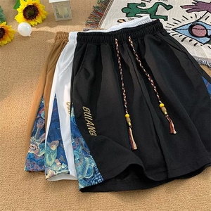 风短裤男女夏季薄款宽松潮痞帅高街重磅过膝五分裤子-D093图片