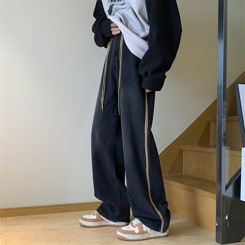 直筒牛仔裤男女春秋新款高腰宽松休闲阔腿老爹裤裤子N0925-P48,男装牛仔裤,星座308B-1
